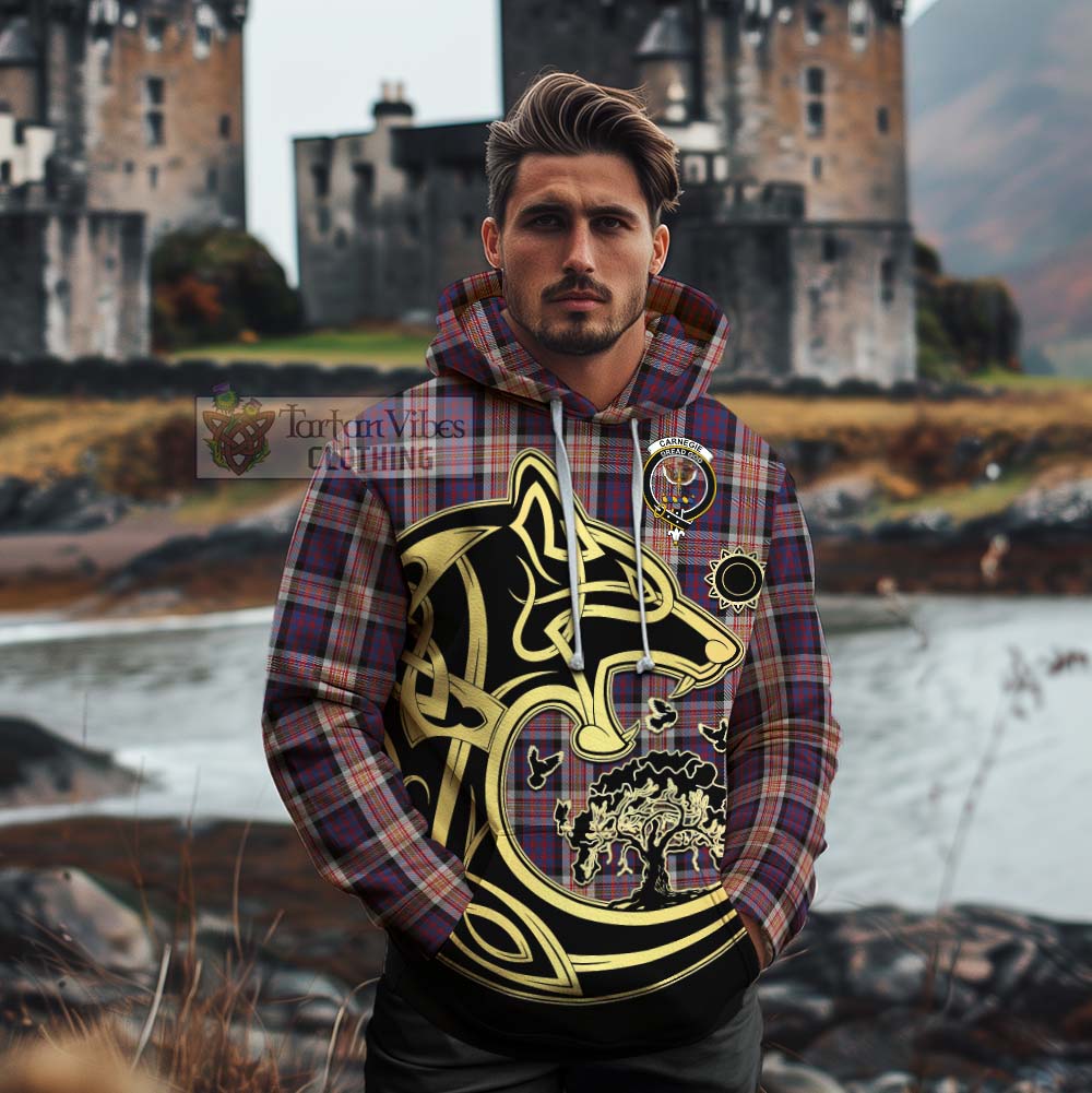 Carnegie Tartan Cotton Hoodie with Family Crest Celtic Wolf Style - Tartan Vibes Clothing