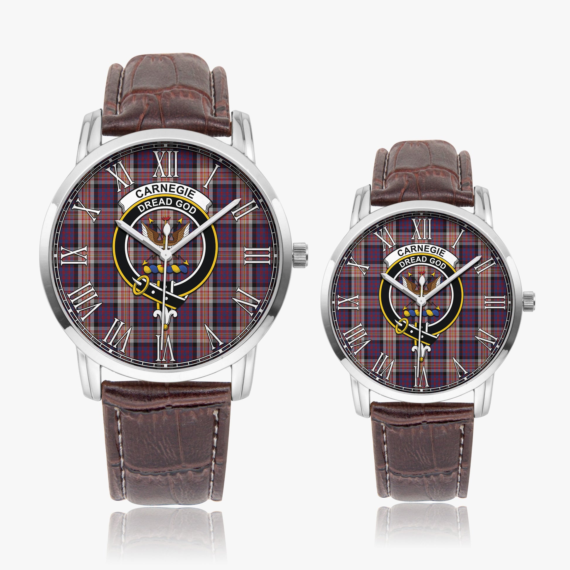 Carnegie Tartan Family Crest Leather Strap Quartz Watch - Tartan Vibes Clothing