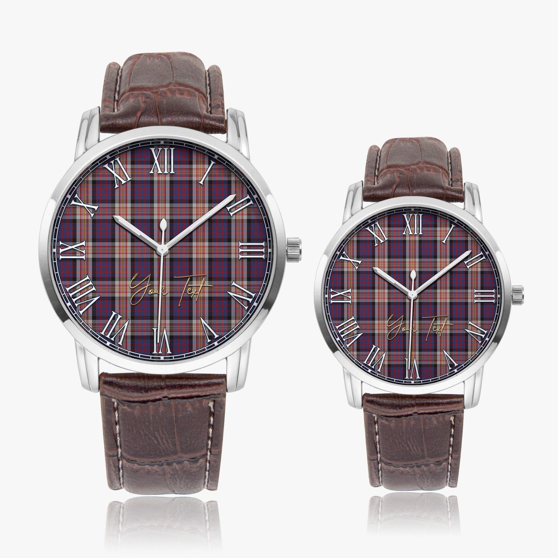 Carnegie Tartan Personalized Your Text Leather Trap Quartz Watch - Tartan Vibes Clothing