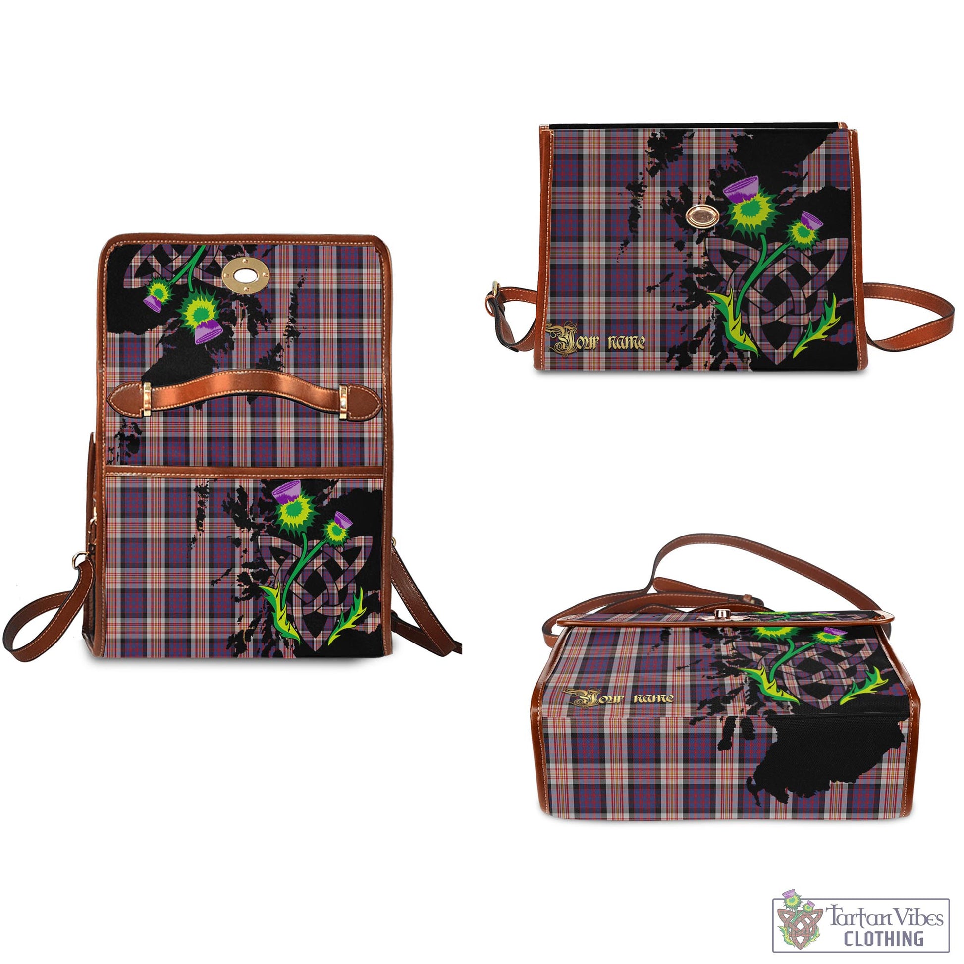 Tartan Vibes Clothing Carnegie Tartan Waterproof Canvas Bag with Scotland Map and Thistle Celtic Accents