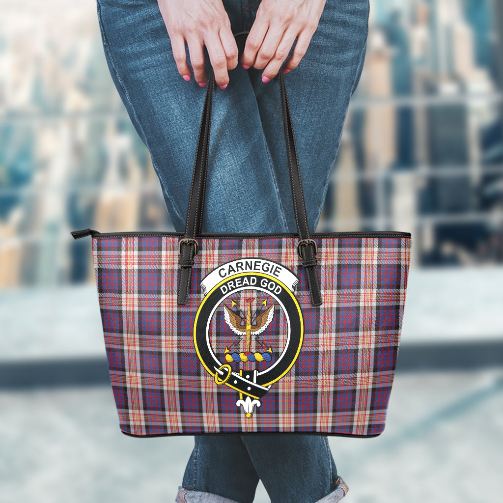 Carnegie Tartan Leather Tote Bag with Family Crest - Tartan Vibes Clothing