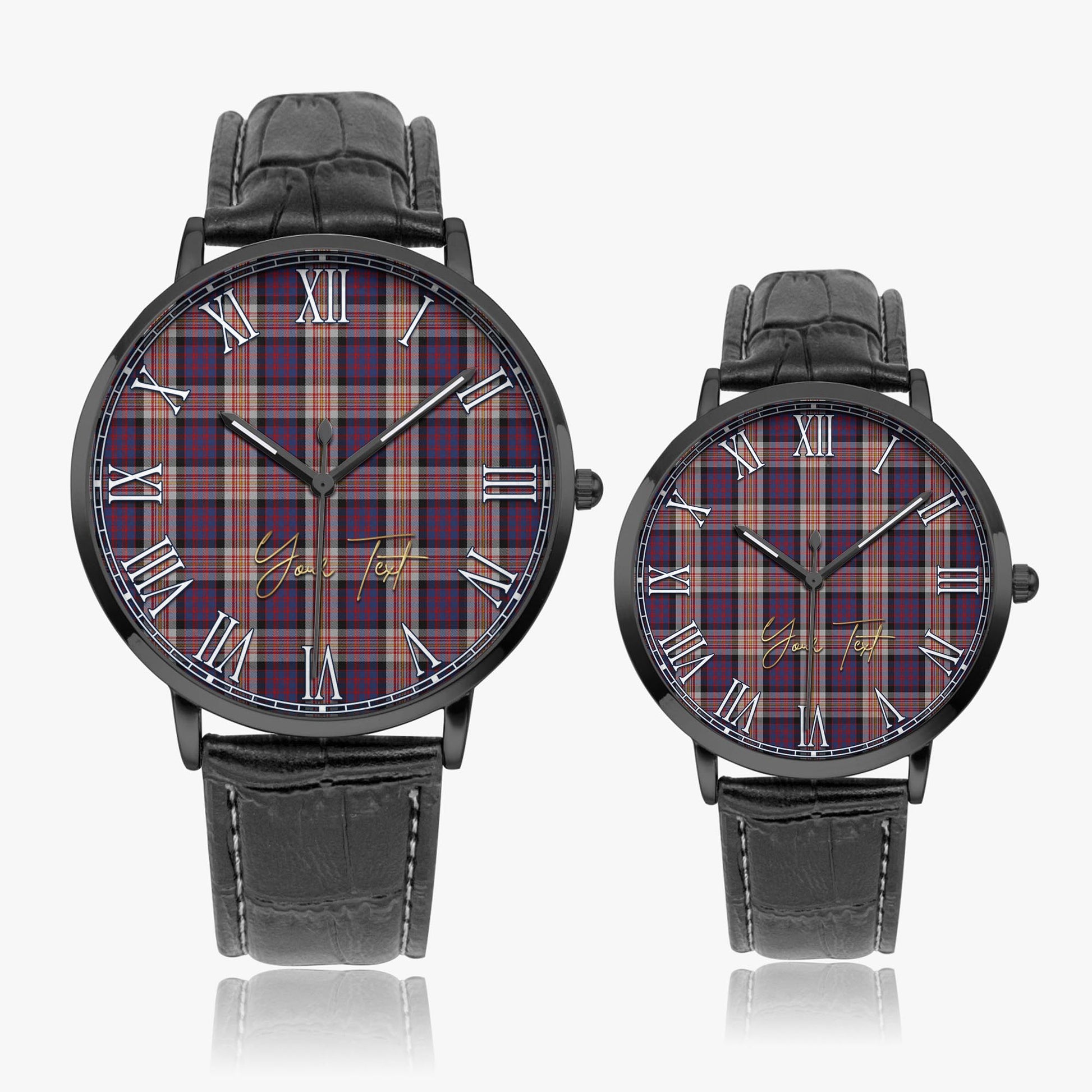Carnegie Tartan Personalized Your Text Leather Trap Quartz Watch - Tartan Vibes Clothing