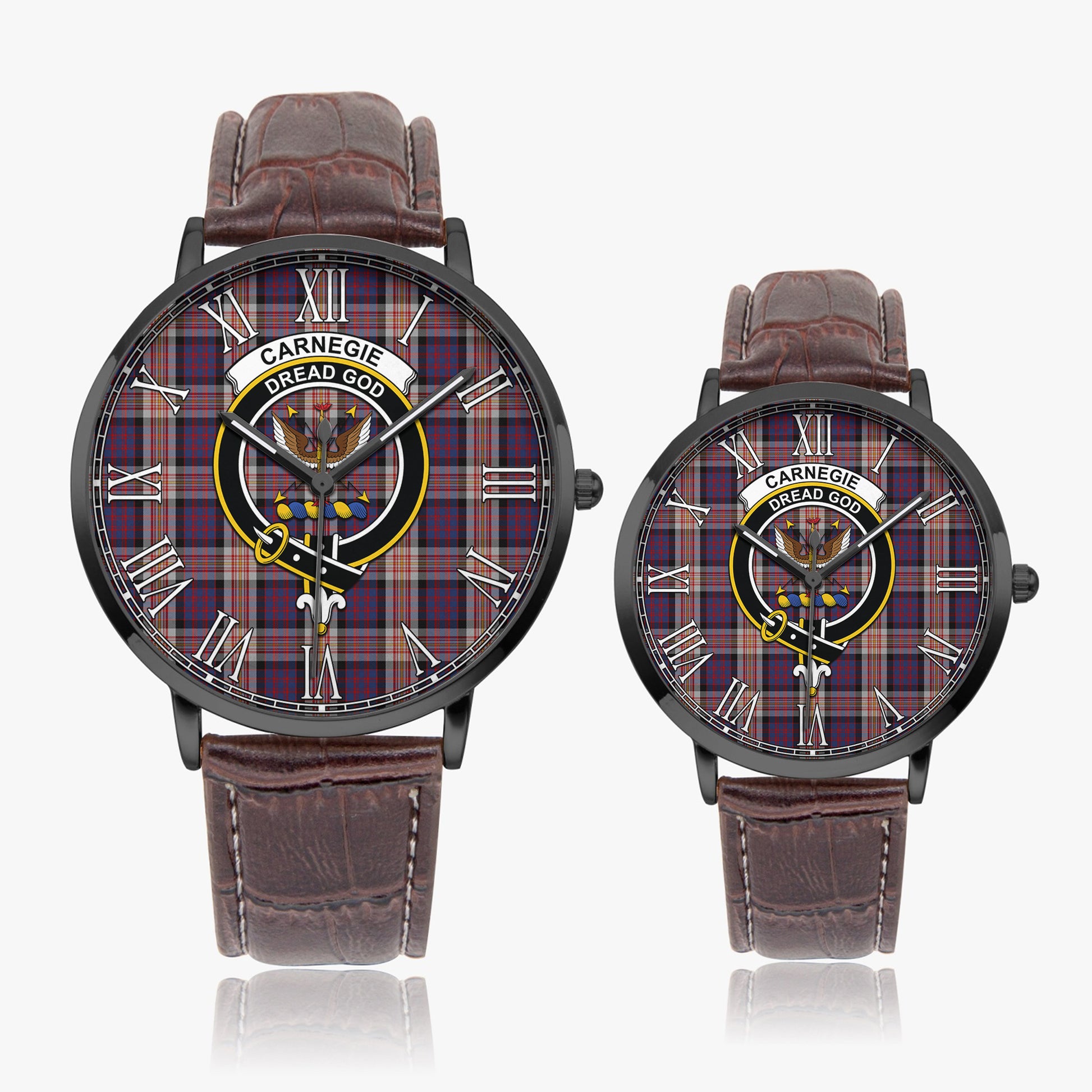 Carnegie Tartan Family Crest Leather Strap Quartz Watch - Tartan Vibes Clothing