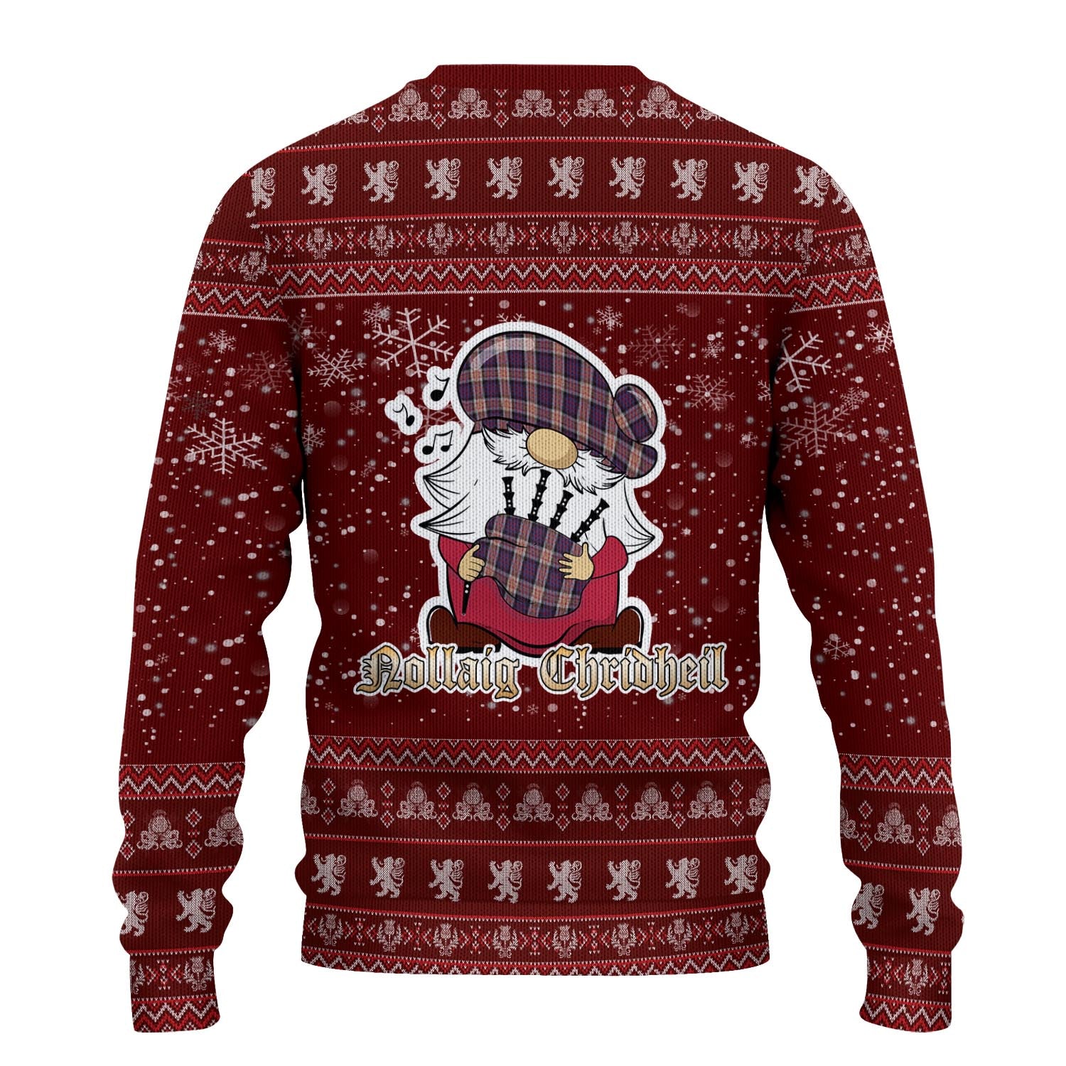 Carnegie Clan Christmas Family Knitted Sweater with Funny Gnome Playing Bagpipes - Tartanvibesclothing