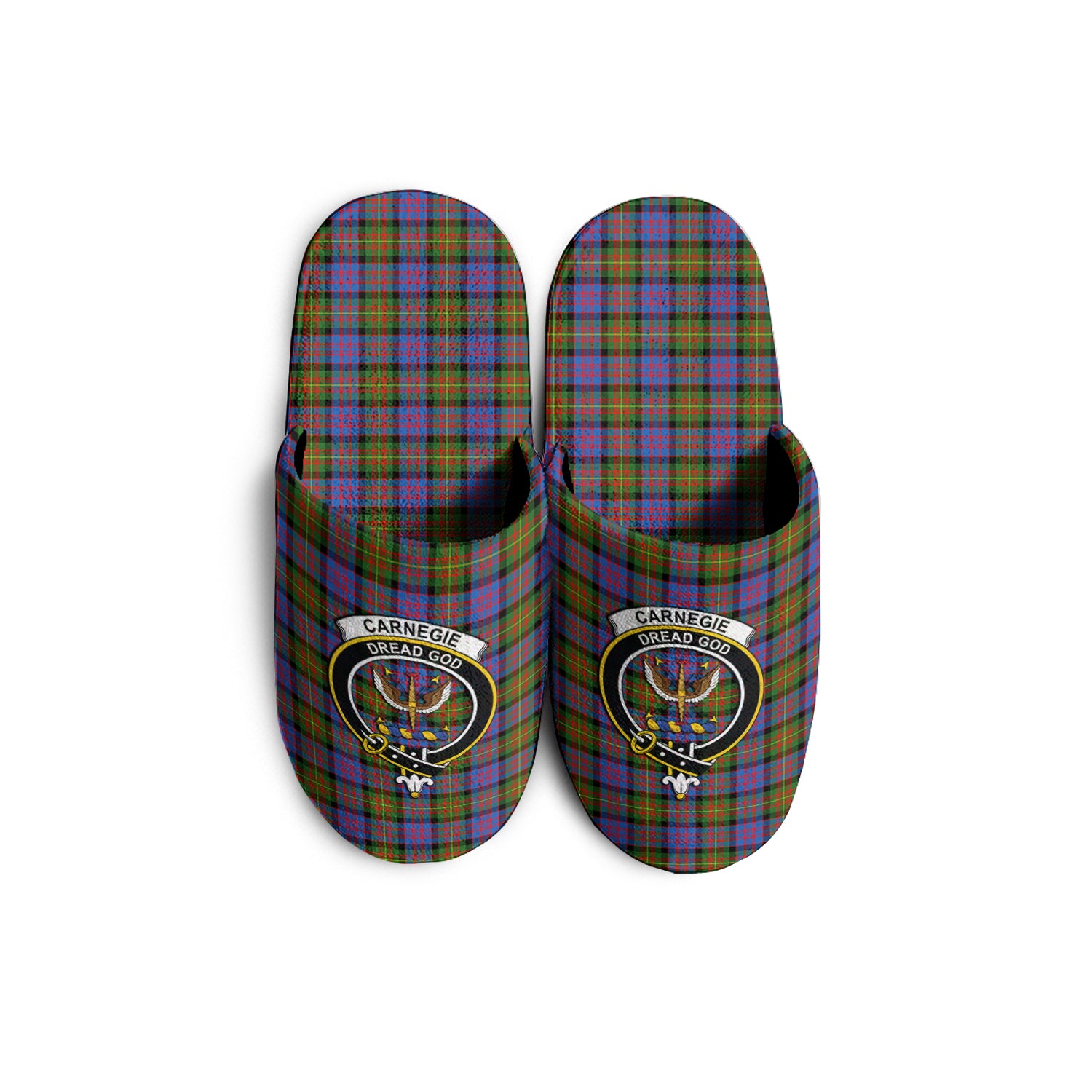 Carnegie Ancient Tartan Home Slippers with Family Crest - Tartanvibesclothing