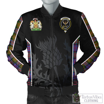 Carnegie Ancient Tartan Bomber Jacket with Family Crest and Scottish Thistle Vibes Sport Style