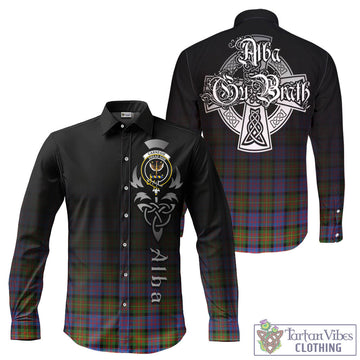 Carnegie Ancient Tartan Long Sleeve Button Up Featuring Alba Gu Brath Family Crest Celtic Inspired