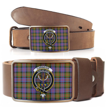 Carnegie Ancient Tartan Belt Buckles with Family Crest