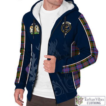 Carnegie Ancient Tartan Sherpa Hoodie with Family Crest and Scottish Thistle Vibes Sport Style