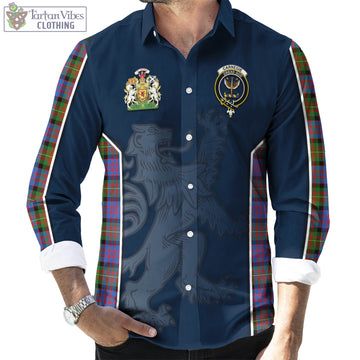 Carnegie Ancient Tartan Long Sleeve Button Up Shirt with Family Crest and Lion Rampant Vibes Sport Style