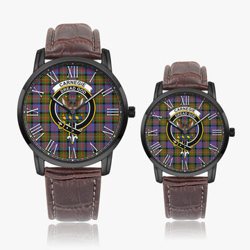 Carnegie Ancient Tartan Family Crest Leather Strap Quartz Watch