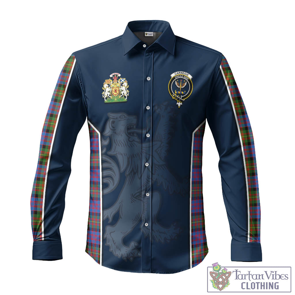 Tartan Vibes Clothing Carnegie Ancient Tartan Long Sleeve Button Up Shirt with Family Crest and Lion Rampant Vibes Sport Style