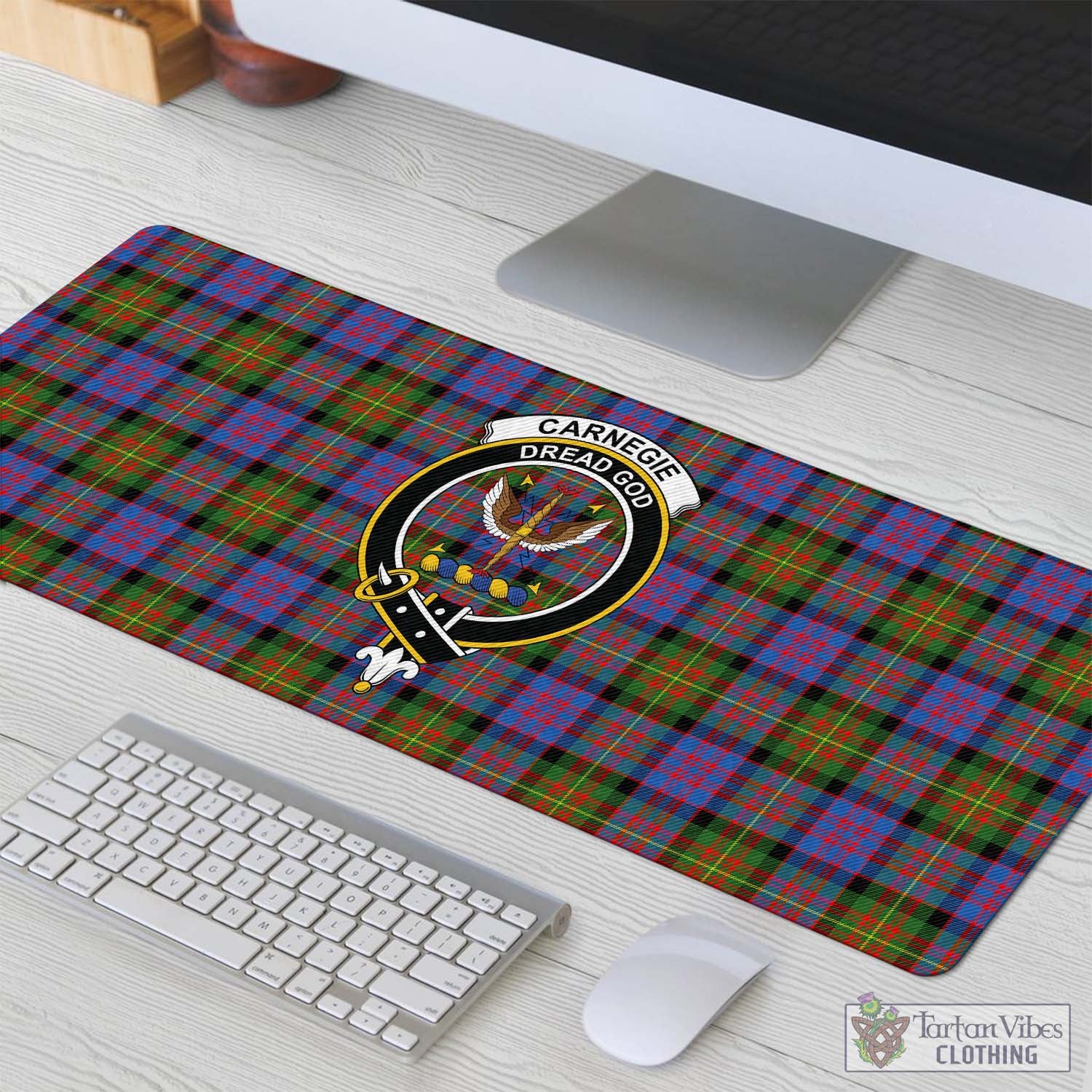 Tartan Vibes Clothing Carnegie Ancient Tartan Mouse Pad with Family Crest