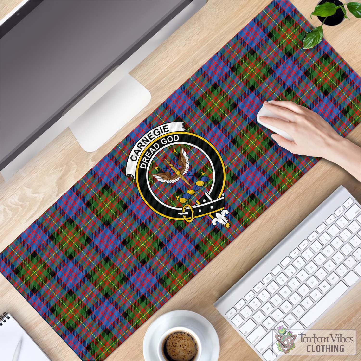Tartan Vibes Clothing Carnegie Ancient Tartan Mouse Pad with Family Crest