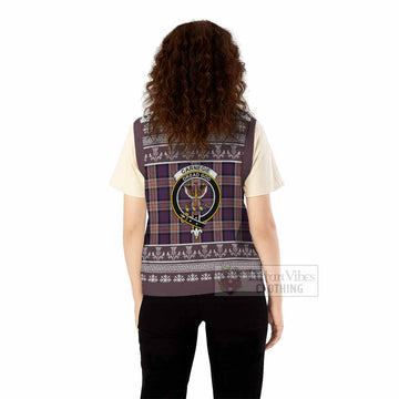 Carnegie Clan Tartan Christmas Knitted V-Neck Vest with Family Crest