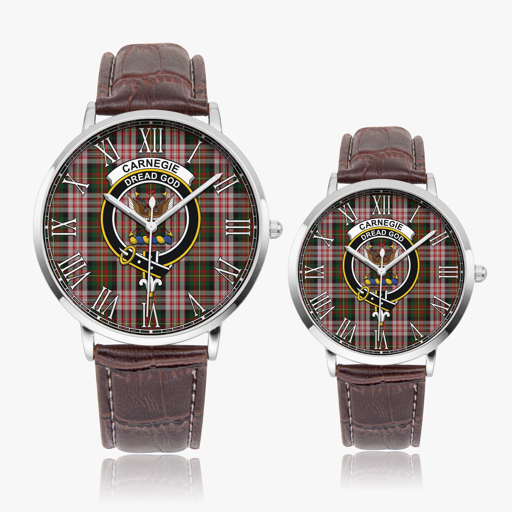 Carnegie Dress Tartan Family Crest Leather Strap Quartz Watch - Tartanvibesclothing