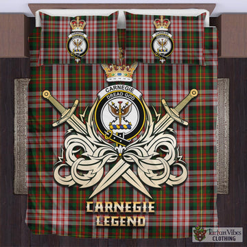 Carnegie Dress Tartan Bedding Set with Clan Crest and the Golden Sword of Courageous Legacy