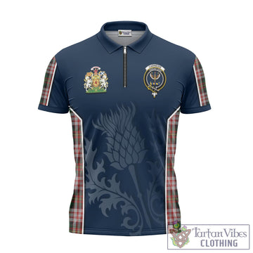 Carnegie Dress Tartan Zipper Polo Shirt with Family Crest and Scottish Thistle Vibes Sport Style