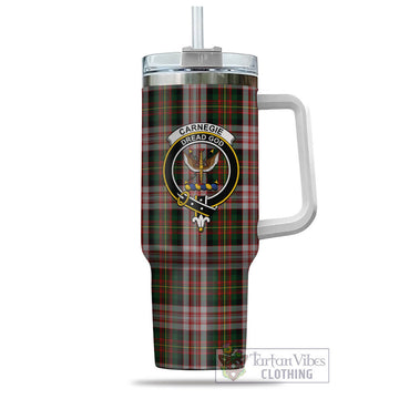 Carnegie Dress Tartan and Family Crest Tumbler with Handle