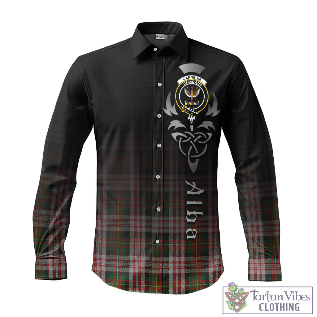 Tartan Vibes Clothing Carnegie Dress Tartan Long Sleeve Button Up Featuring Alba Gu Brath Family Crest Celtic Inspired