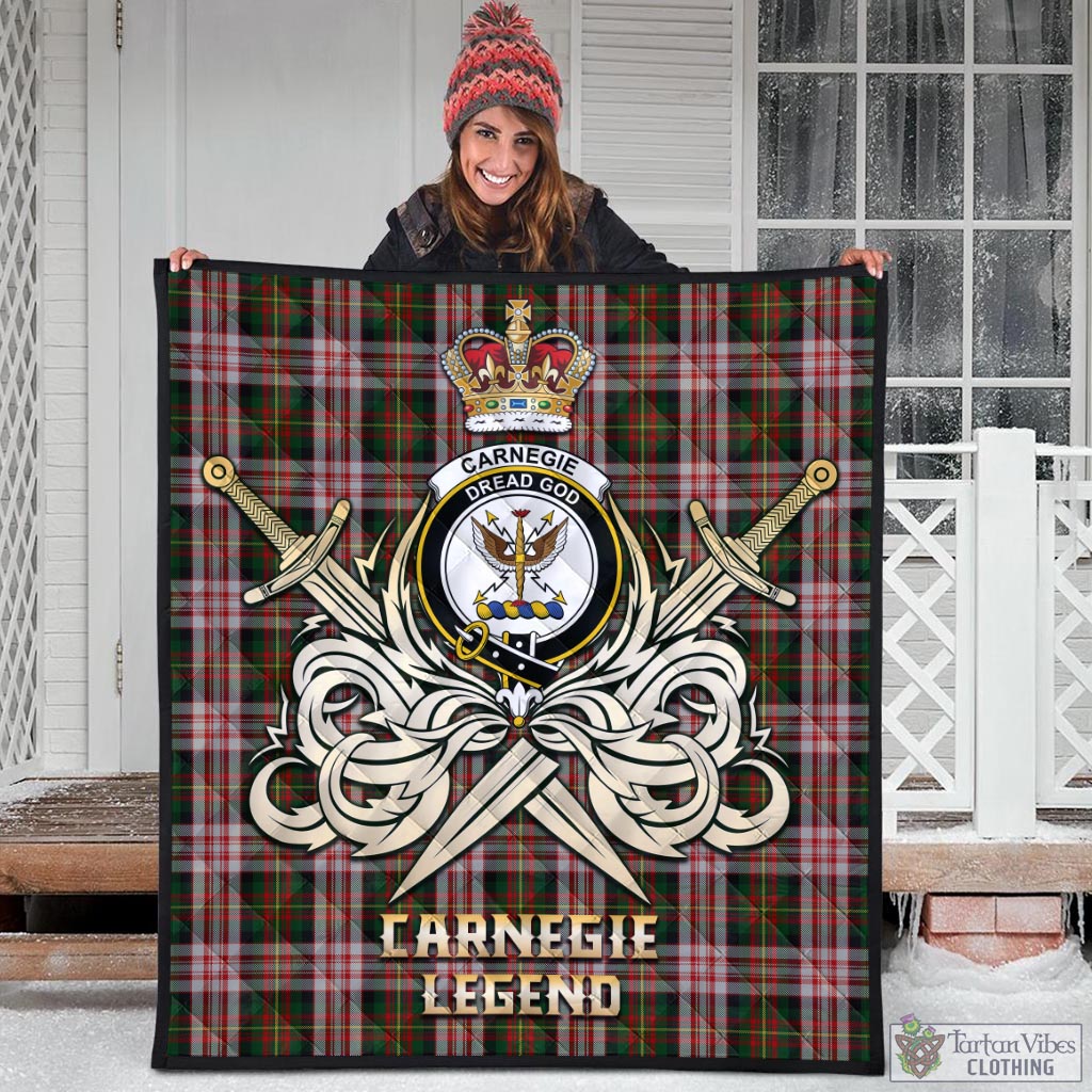 Tartan Vibes Clothing Carnegie Dress Tartan Quilt with Clan Crest and the Golden Sword of Courageous Legacy