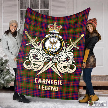 Carnegie Modern Tartan Blanket with Clan Crest and the Golden Sword of Courageous Legacy