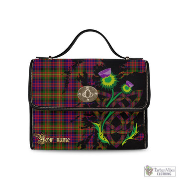 Carnegie Modern Tartan Waterproof Canvas Bag with Scotland Map and Thistle Celtic Accents