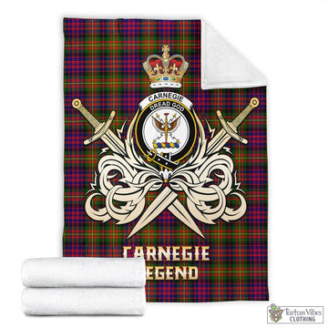 Carnegie Modern Tartan Blanket with Clan Crest and the Golden Sword of Courageous Legacy