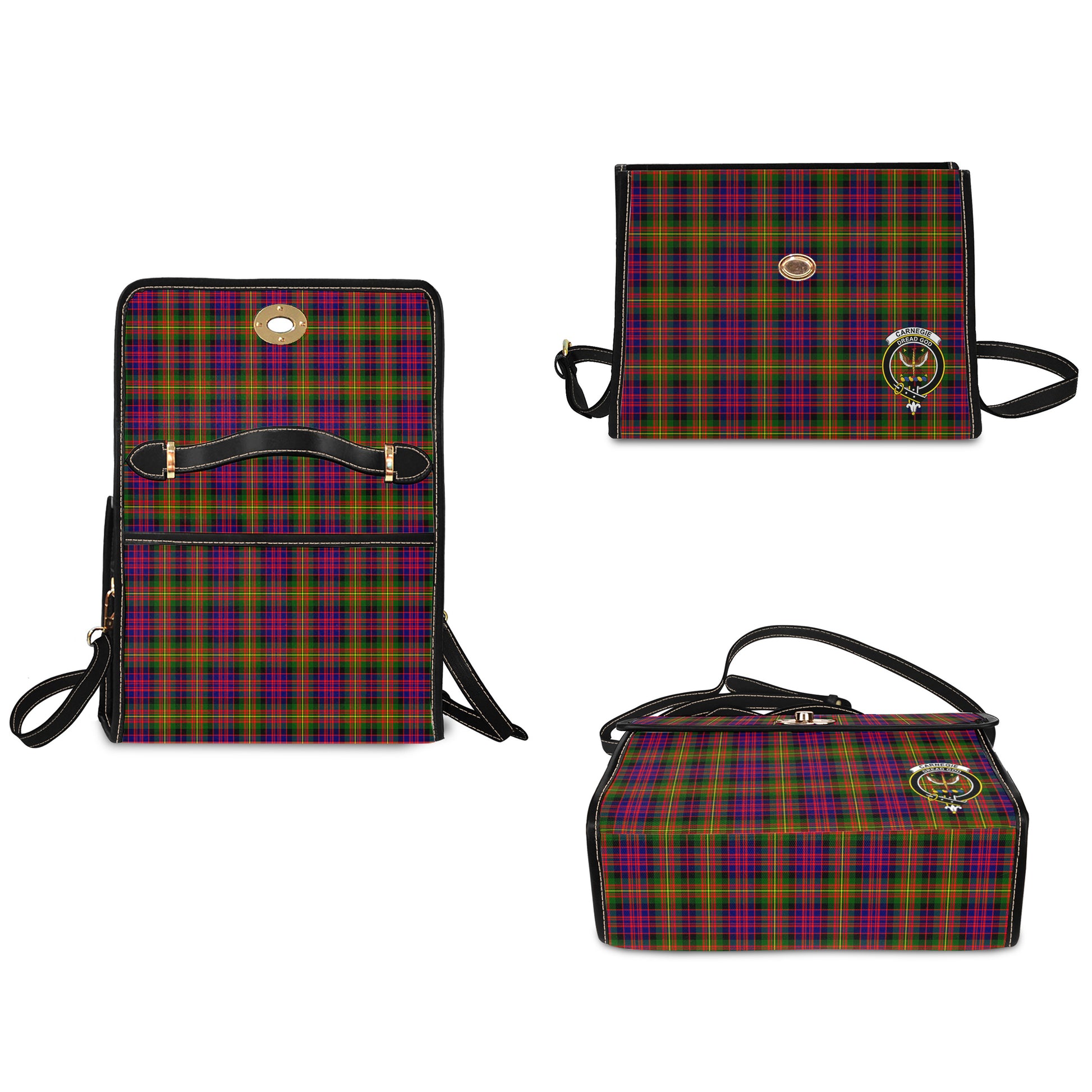 carnegie-modern-tartan-leather-strap-waterproof-canvas-bag-with-family-crest