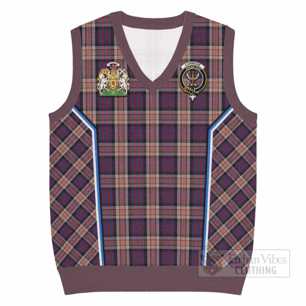Carnegie Tartan Crest Knitted V-Neck Vest Scotland Coat of Arm Flag Style - Tartan Vibes Clothing