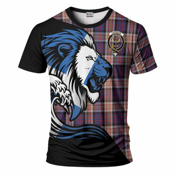Carnegie Tartan Crest T-Shirt Scottish Golden Lions Wave Flow