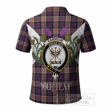 Carnegie Tartan Family Crest Polo Shirt Scottish Burns Night Thistle Floral