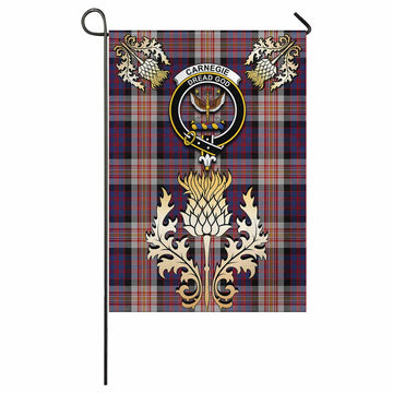Carnegie Tartan Garden Flag with Golden Regal Scottish Thistle Emblem