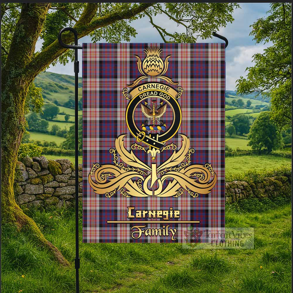 Carnegie Tartan Garden Flag with Highland Thistle Cherish Family Crest Style - Tartan Vibes Clothing
