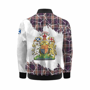 Carnegie Tartan Kid Bomber Jacket with Family Crest and Lion Rampant Grunge Style