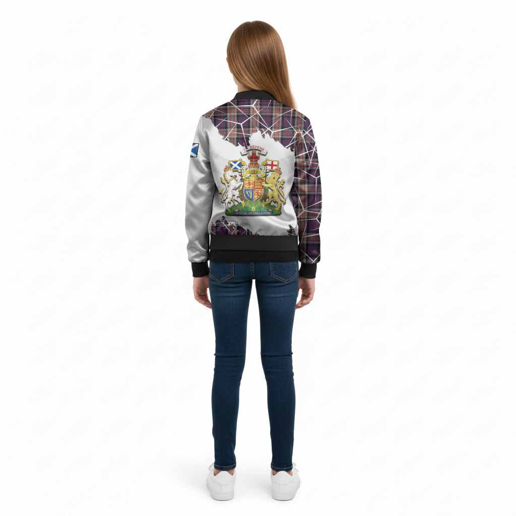Carnegie Tartan Kid Bomber Jacket with Family Crest and Lion Rampant Grunge Style