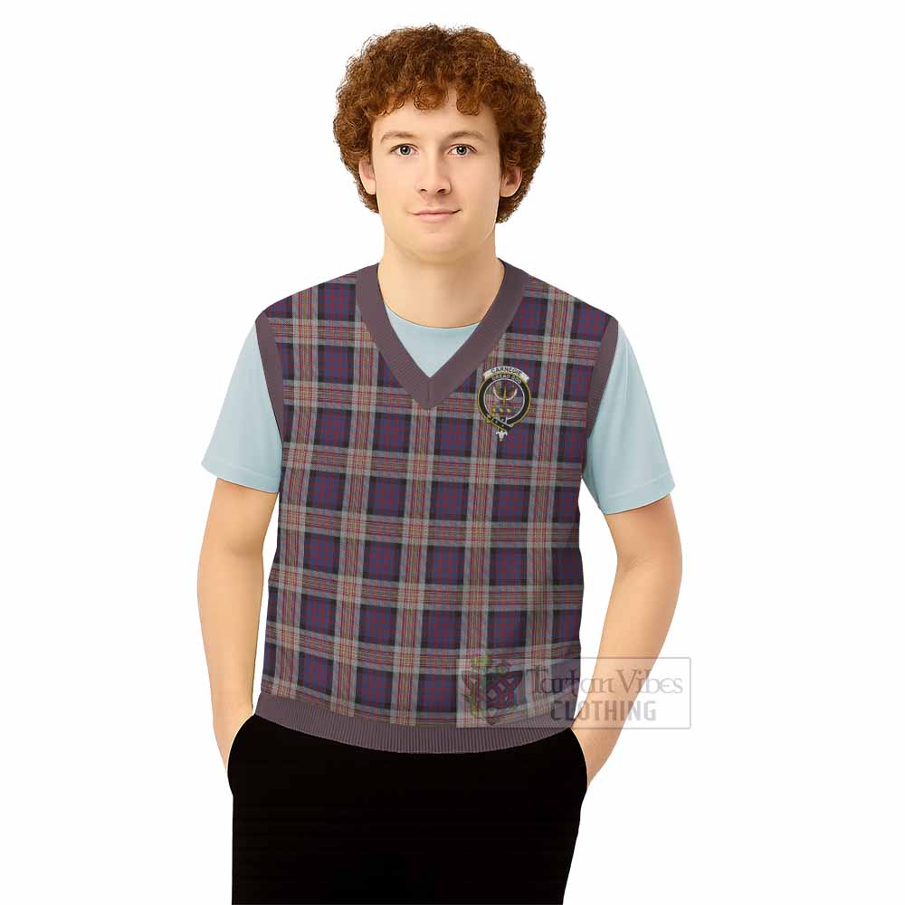 Carnegie Tartan Knitted V-Neck Vest with Family Crest - Tartan Vibes Clothing