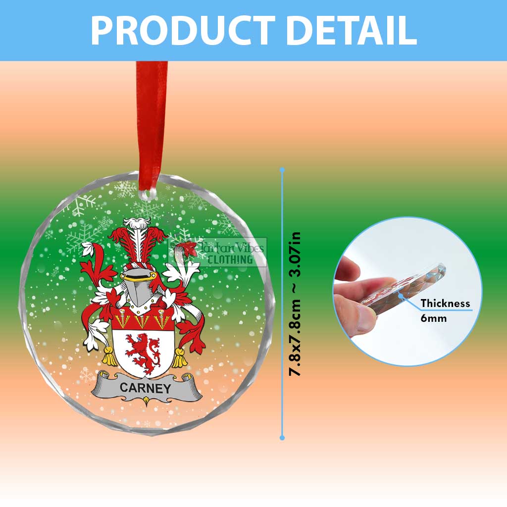 Carney Irish Clan Christmas Glass Ornament with Coat of Arms - 2D-tartanvibesclothing