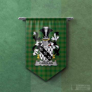 Carolan Irish Clan Tartan Gonfalon, Tartan Banner with Coat of Arms