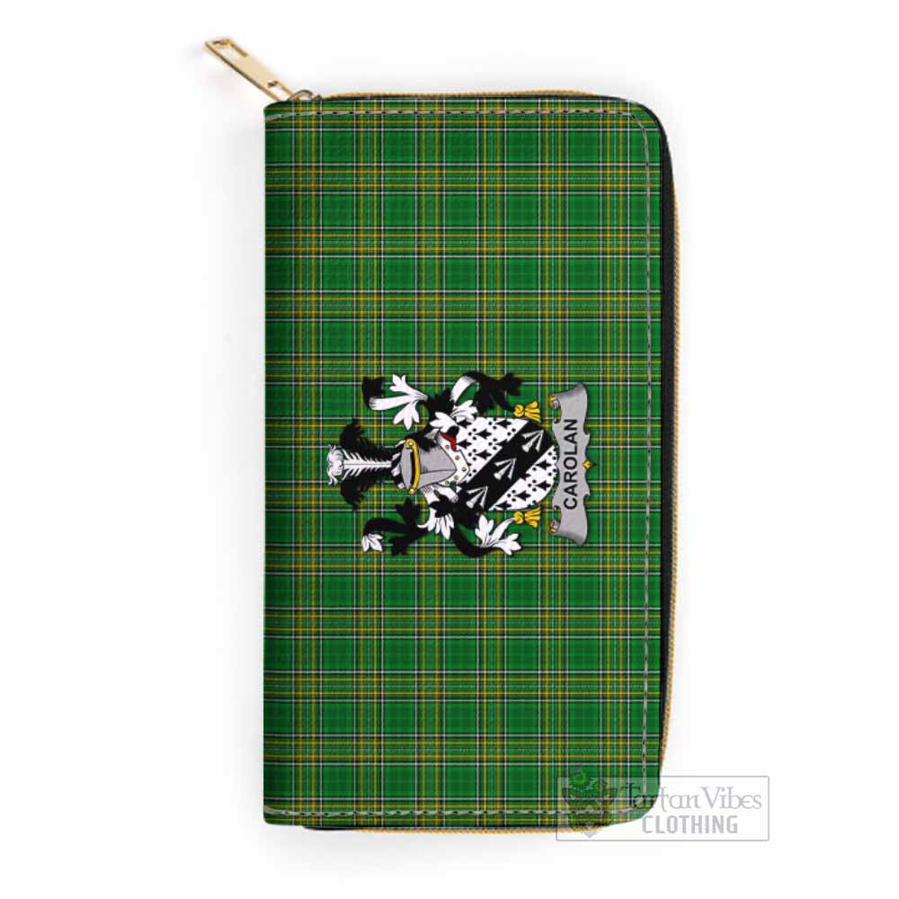 Carolan Irish Clan Tartan Women's Leather Wallet with Coat of Arms One Size 19.7*10.5*3.5 cm - Tartan Vibes Clothing