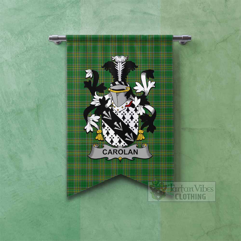 Tartan Vibes Clothing Carolan Irish Clan Tartan Gonfalon, Tartan Banner with Coat of Arms