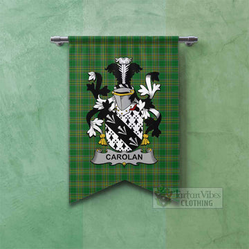 Carolan Irish Clan Tartan Gonfalon, Tartan Banner with Coat of Arms