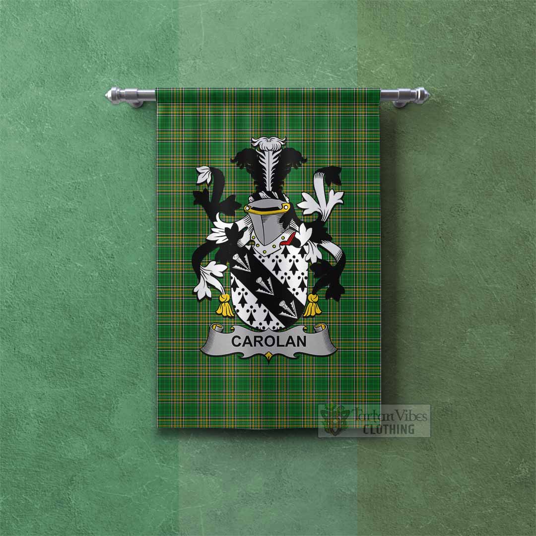 Tartan Vibes Clothing Carolan Irish Clan Tartan Gonfalon, Tartan Banner with Coat of Arms