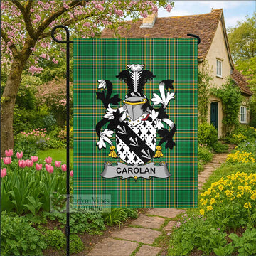 Carolan Irish Clan Tartan Garden Flag with Coat of Arms