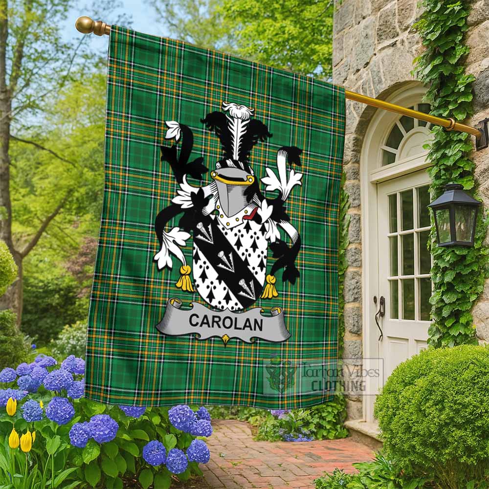 Carolan Irish Clan Tartan Flag with Coat of Arms