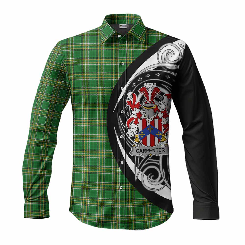 Tartan Vibes Clothing Carpenter Irish Clan Long Sleeve Button Shirt Celtic Circle Style