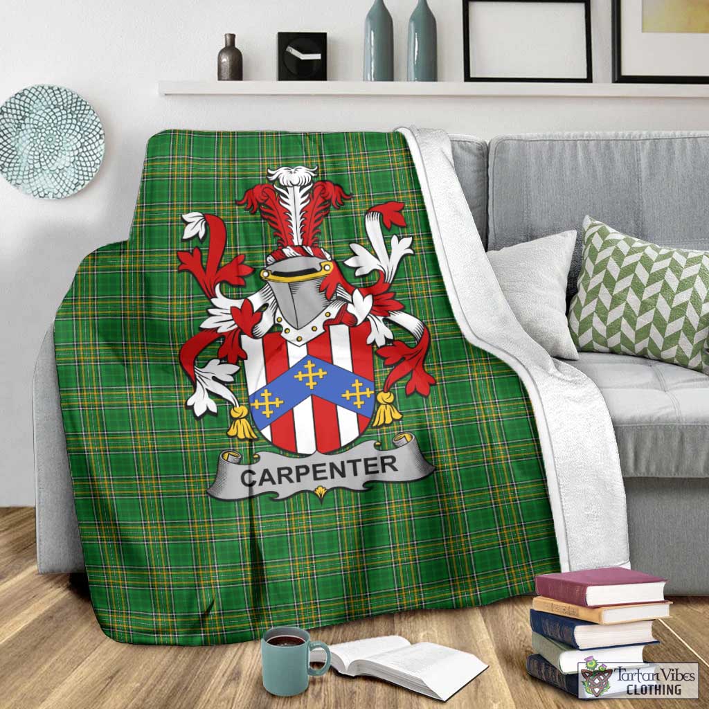 Tartan Vibes Clothing Carpenter Irish Clan Tartan Blanket with Coat of Arms