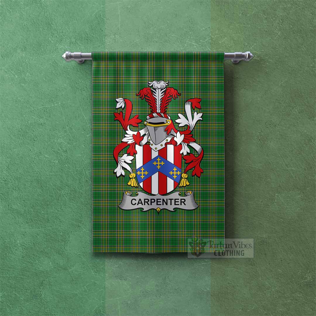 Carpenter Irish Clan Tartan Gonfalon, Tartan Banner with Coat of Arms Rectangle - Tartan Vibes Clothing