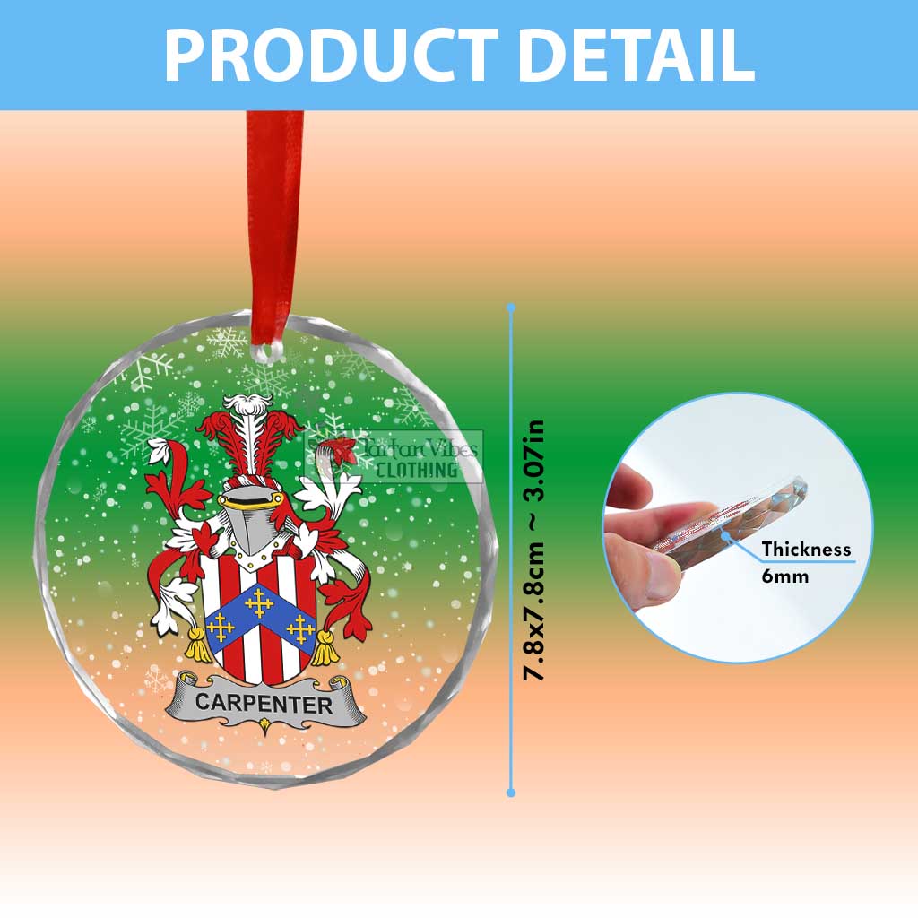 Tartan Vibes Clothing Carpenter Irish Clan Christmas Glass Ornament with Coat of Arms