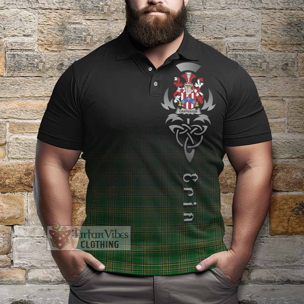 Tartan Vibes Clothing Carpenter Irish Clan Polo Shirt with Coat of Arms Erin Go Bragh Celtic Inspired